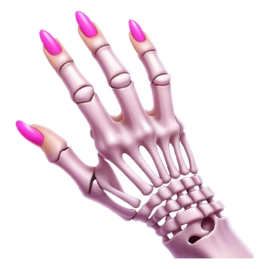 skeleton hand with long pink nails sticker