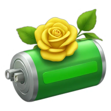 green battery with yellow rose  sticker