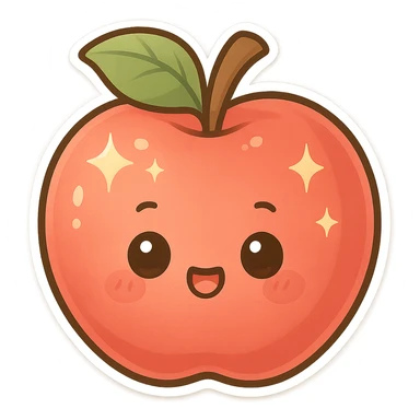 Sparkling Q-version sticker apple, cute and exaggerated sticker