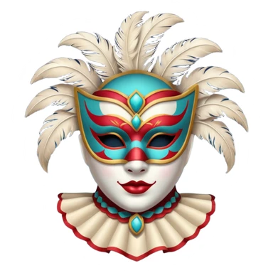 circus masked performer portrait, head and shoulders only, elegant carnival mask, dramatic costume collar, mysterious expression, 3D cartoon, mobile game icon style, clean background, no text, no watermark sticker
