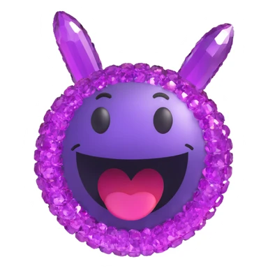 sparkling purple crystal with a goofy expression, emoji style sticker
