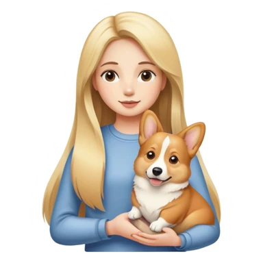 girl with long striaght blond hair hold a corgi sticker
