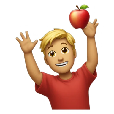 red apple raising arms sticker