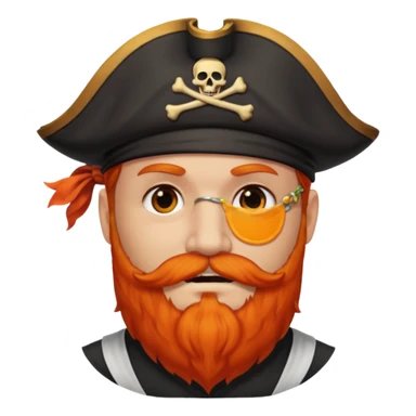 Pirata con un parche grande y negro sobre el ojo y con barba anaranjado sticker