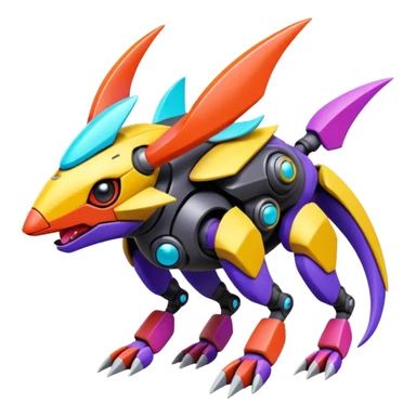  exotic colorful cyber-Protogen-Fakémon-Pokémon-Vernid-creature sticker