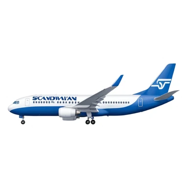 Scandinavian Airlines airplane with blue and white colors sticker