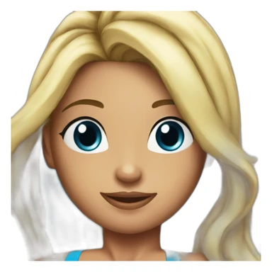 40 year old pretty woman in a blue bikini at a fitness competition  sticker