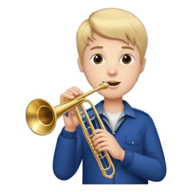 Boy holding trumpet with American flags and fireworks behind him sticker