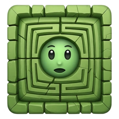 hazme un laberinto de piedra y el centro que sea un cuadrado de puro pasto sticker