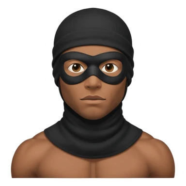 smug muscular african male black ski mask wearing guy with no top. wears a full ski mask with only eyes revealed sticker