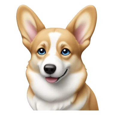 tan and white corgi with icey blue eyes and pointy ears sticker