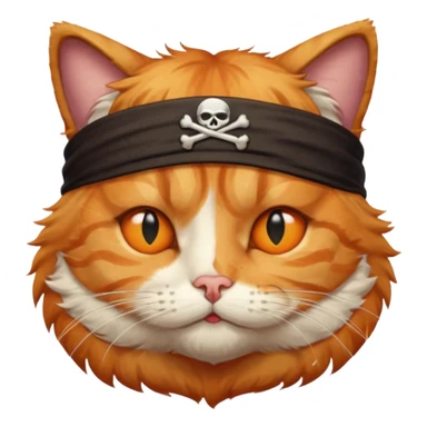 pirate cat with one closed eye with eyeband sticker