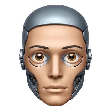 half of a man's face, half of a robot's face sticker