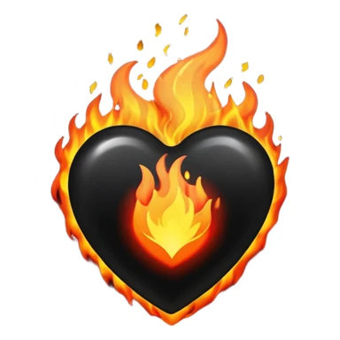 Black heart on fire sticker