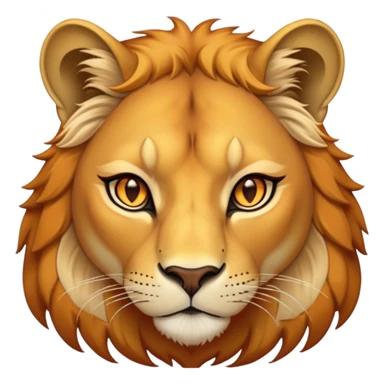 Cinematic Noble Lioness Portrait Emoji, Poised and regal, with a graceful, athletic build and a sleek, tawny Fur, piercing soulful amber eyes, Simplified yet sharp and sophisticated features, highly detailed, glowing with a warm, dignified glow, high shine, intelligent and fierce, stylized with an air of wild elegance, focused and attentive, soft glowing outline, capturing the essence of a watchful and confident lioness, so majestic it feels as though it could silently prowl out of the screen with effortless authority! sticker