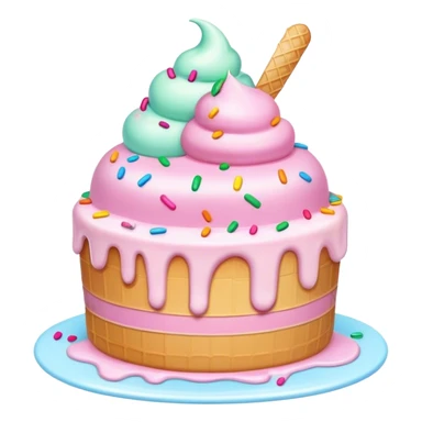 Melted kawaii pastel ice cream cake sticker