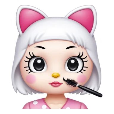  hello Kitty SANRIO holding an eyelash mascara spoolie sticker