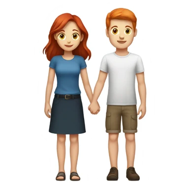 Read head girl and brunette boy holding hands  sticker
