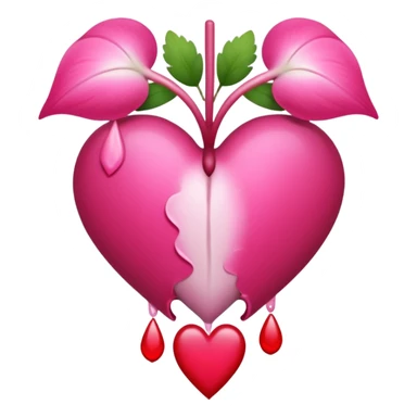 bleeding heart flower heart drop bottom sticker