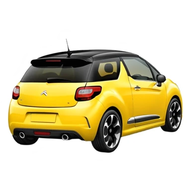 Yellow car Citroen DS3  with black roof sticker