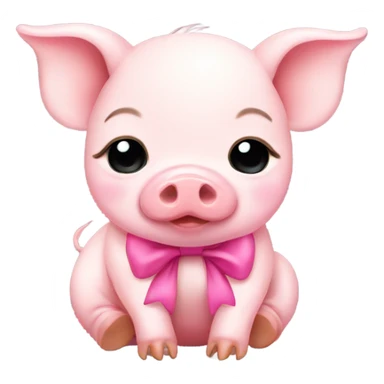 Sleepy baby pig with pink bow sticker