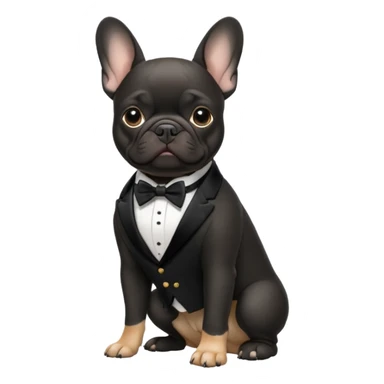 Black french bulldog wearing a tuxedo sticker