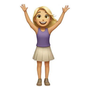 Smiling Girl raising arms  sticker