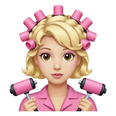 blonde hair with pink roller curlers in  sticker