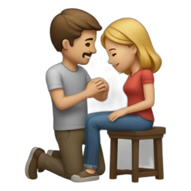 Man on knee patting woman’s head sticker