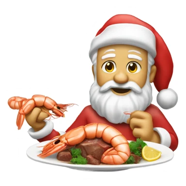Santa Claus eating shrimp scampi and beef roast sticker