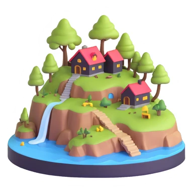 miniature island with little house sticker