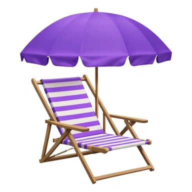 beach chair with striped purple umbrella sticker