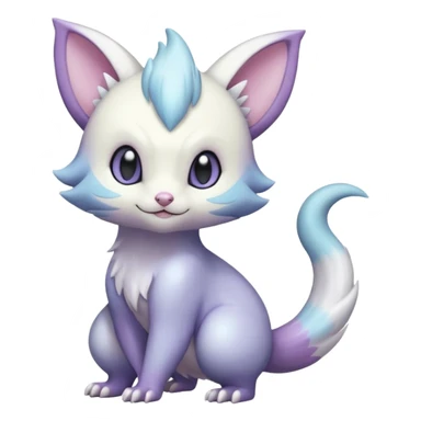 Shiny Iridescent Pale Pastel Whitish Bright Delcatty-Furret-Absol-Noibat-Hybrid (Full body) sticker