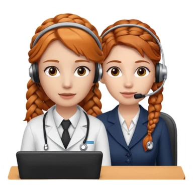 receptionist face braided ginger receptionist sticker