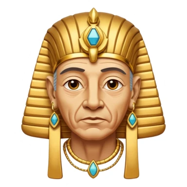 An aging pharaoh with deep wrinkles, elaborate gold jewelry, and a wise commanding gaze.
 sticker