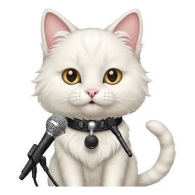 white cat holding microphone sticker