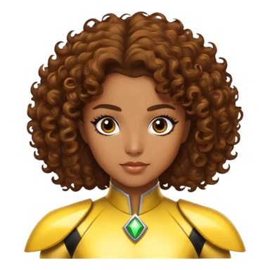 Princess yellow power ranger brown skin brown curly hair sticker