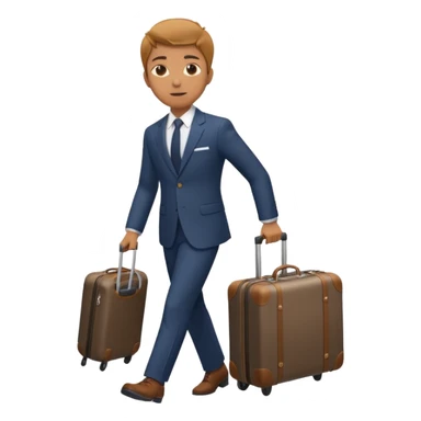 Please create an image of a young person departing overseas for employment. Set the scene as them pulling a suitcase toward the airp sticker