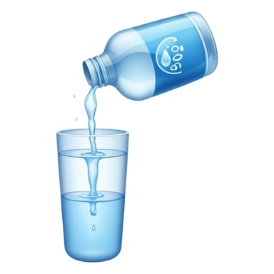 bottle of water pouring out --no glas sticker