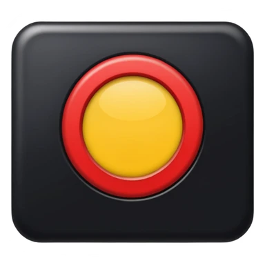 a black and red rectangle with a medium-sized yellow circle in the middle sticker