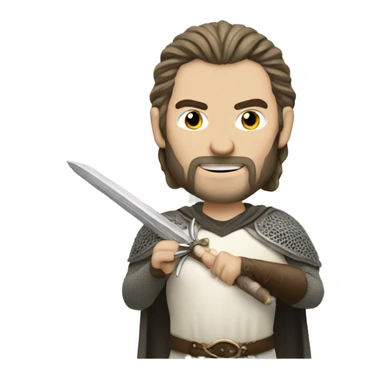 lord of the rings, white man with footballer hair cut and a sword sticker