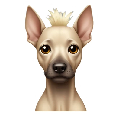 Hairless dog with dark brown skin xoloitzcuintle and a short spare blonde mohawk  sticker
