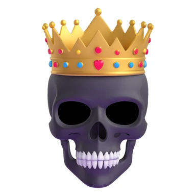 3D skull wearing a ski mask and a golden crown sticker