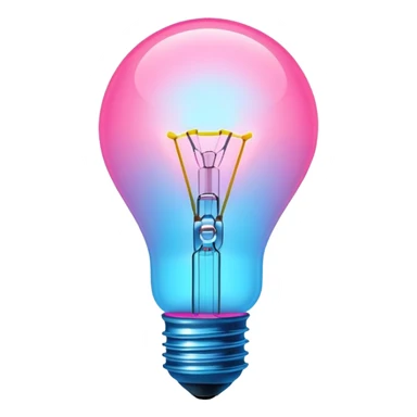 neon lightbulb glowing blue and pink with soft glossy highlight and modern minimal shape sticker