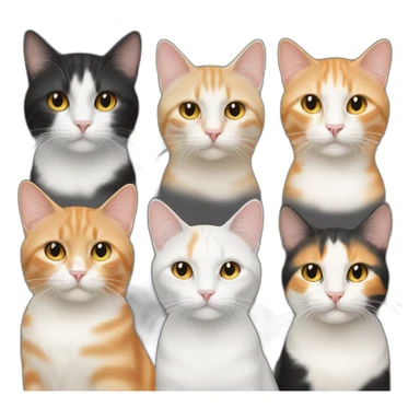 blonde cat and tricolor white black and orangecat sticker
