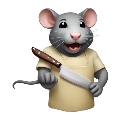 Rat cutting steak with knife sticker