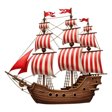 red and white lines pirate ships sticker