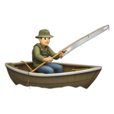 white fisherman in a small boat fishing sticker