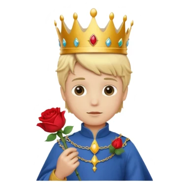 The Little Prince with a crown and a rose in his hand sticker