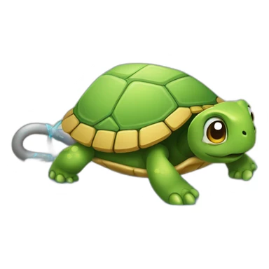 Tortue qui passe l aspirateur sticker
